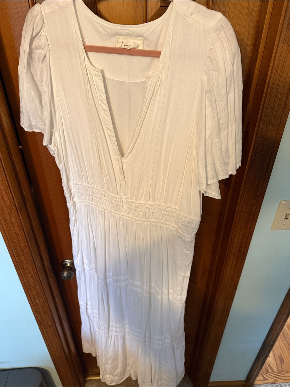 Anthropologie White Boho Tiered Maxi Dress